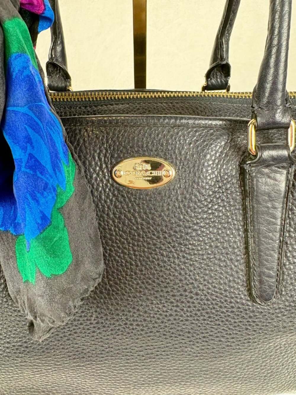 Coach Morgan Satchel in Midnight Navy Blue with Scarf - Picture 16 of 16